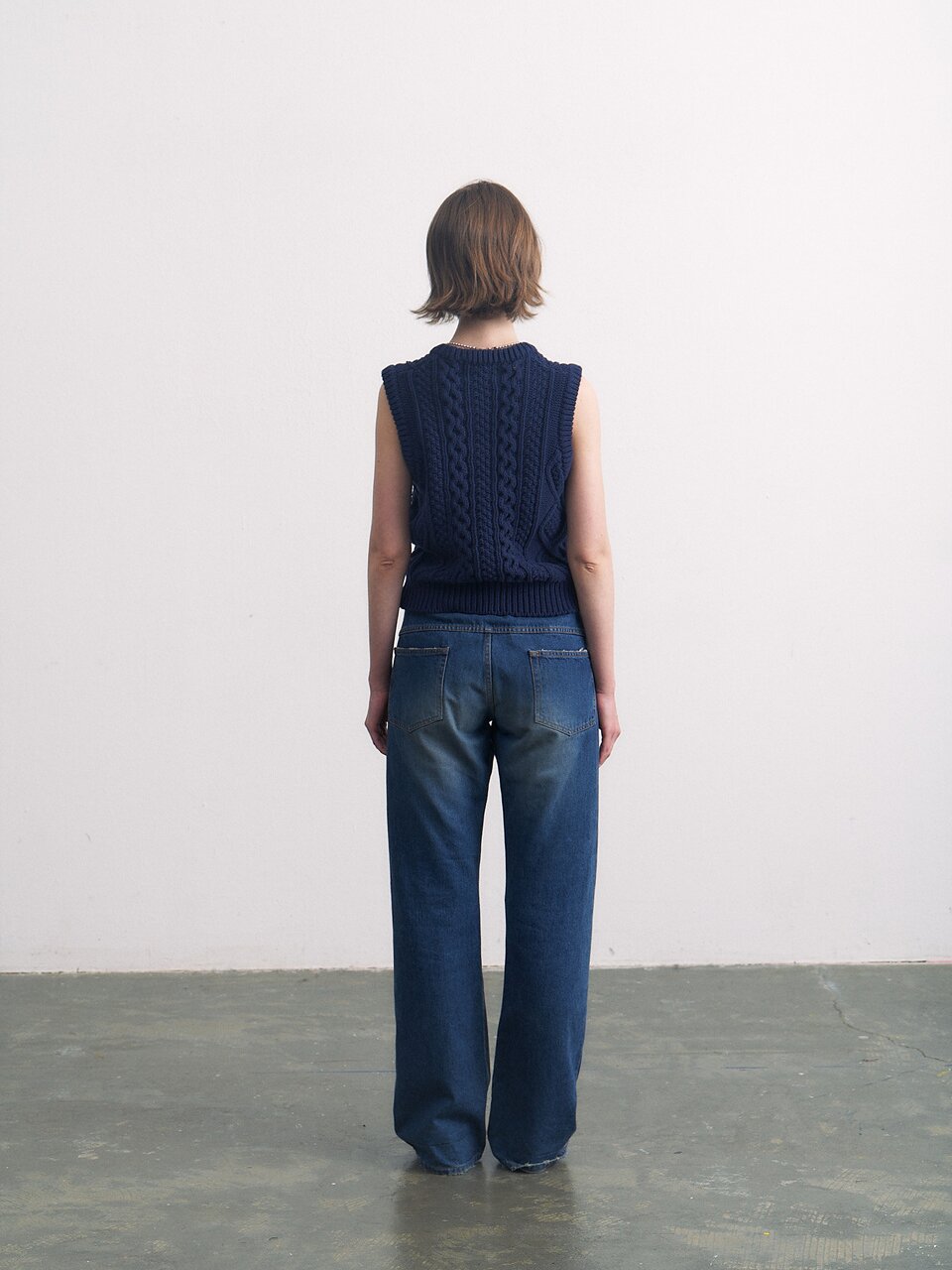 cotton fisherman vest navy