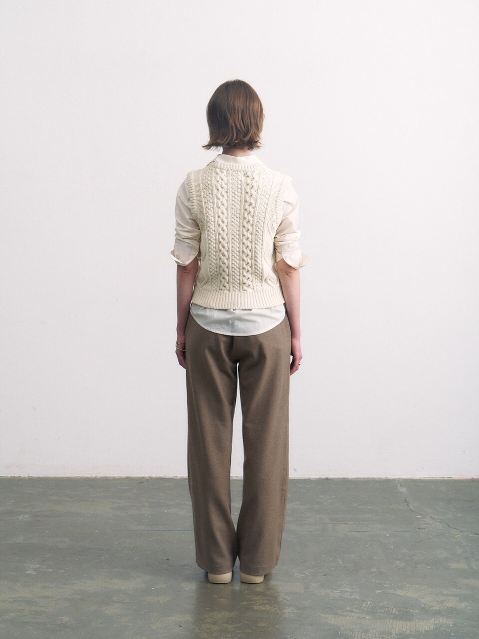 cotton fisherman vest ivory
