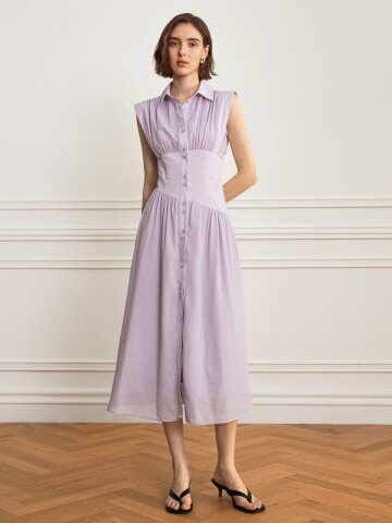 YY_French simple shirt dress_PURPLE