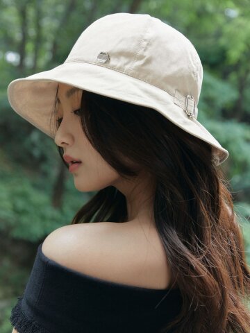 코튼 너비 조절 버클 벙거지 햇 H002_WHITE