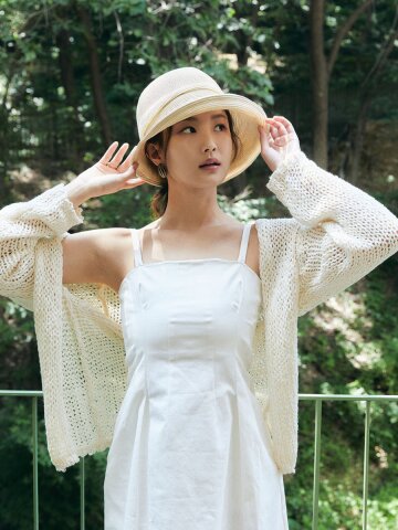라탄 와이드 주름 벙거지 햇 H006_BEIGE