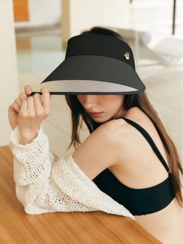 라탄 리본 와이드 선바이저 SV004_BLACK