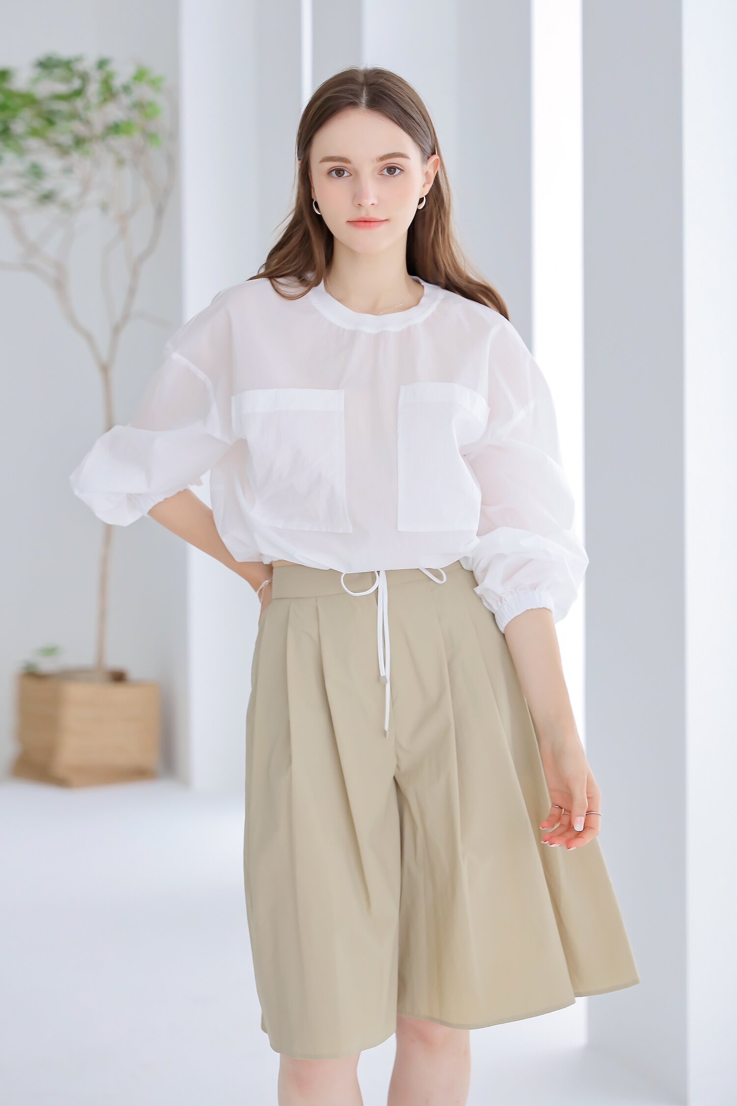 아노락 밴딩 퀼로트 팬츠
