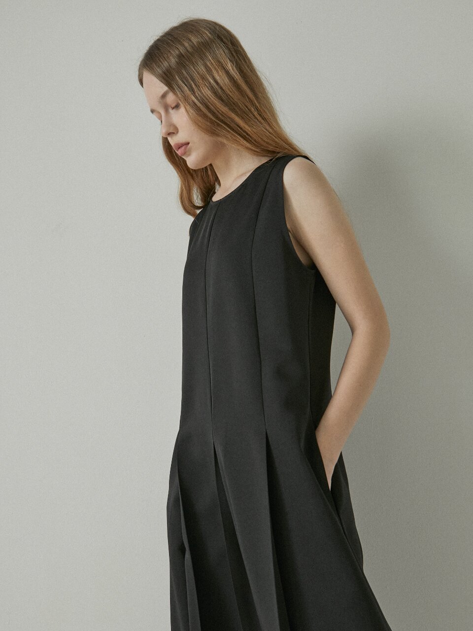 sleeveless long dress_Black