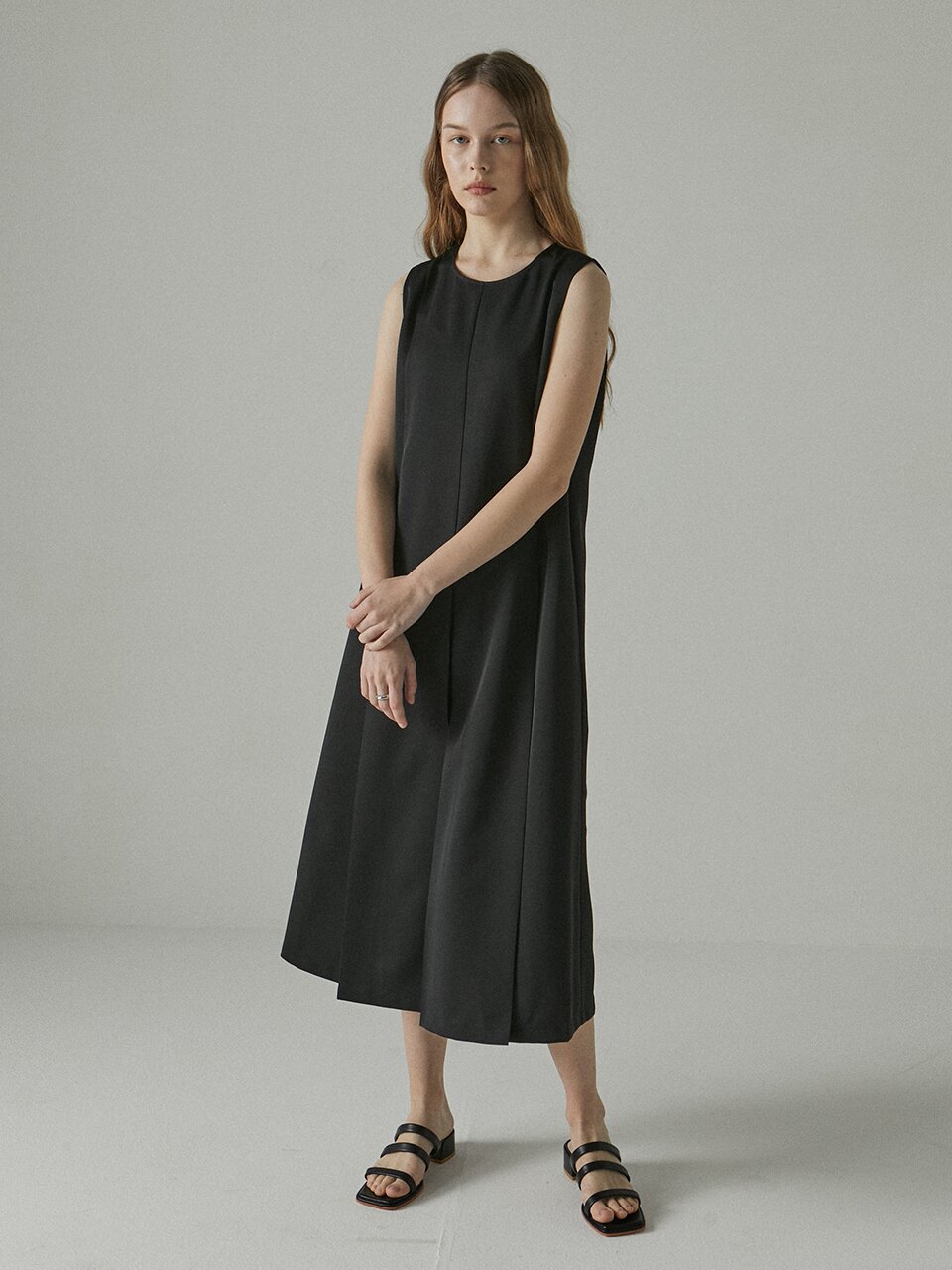 sleeveless long dress_Black