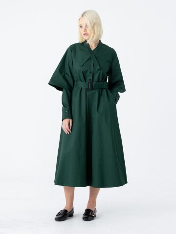 [분더가이스트] 타이넥카라 플레어 롱원피스 그린