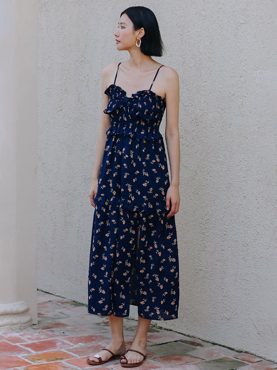 LS_Lace thin strap long dress
