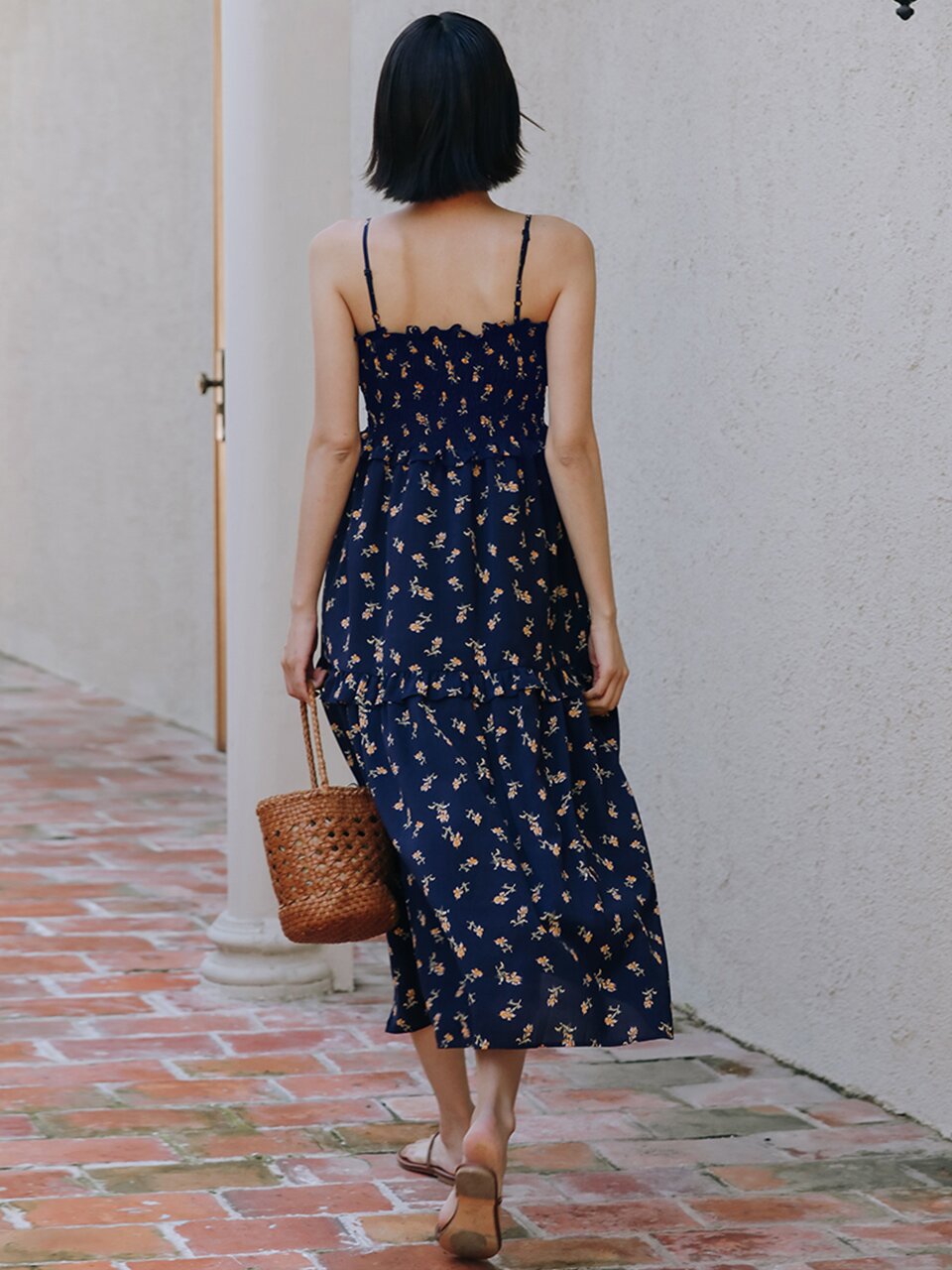LS_Lace thin strap long dress