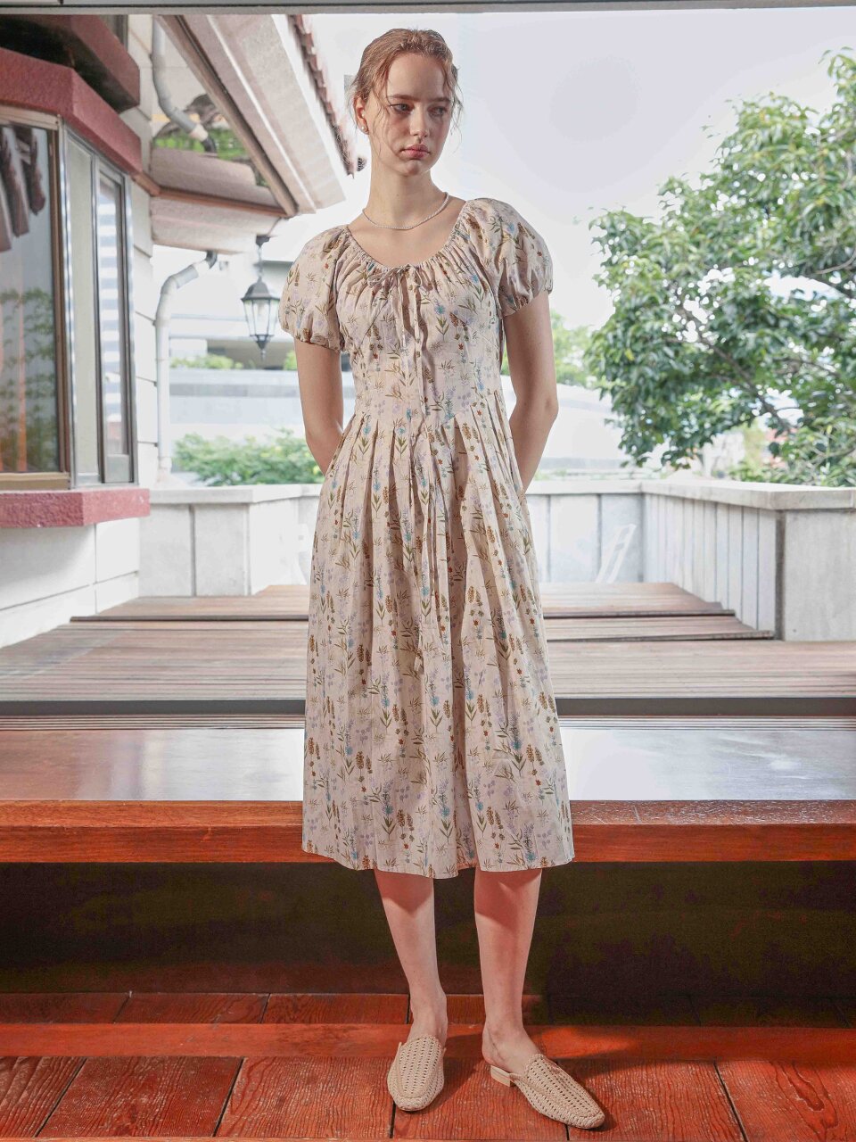 PM_French round neck string dress