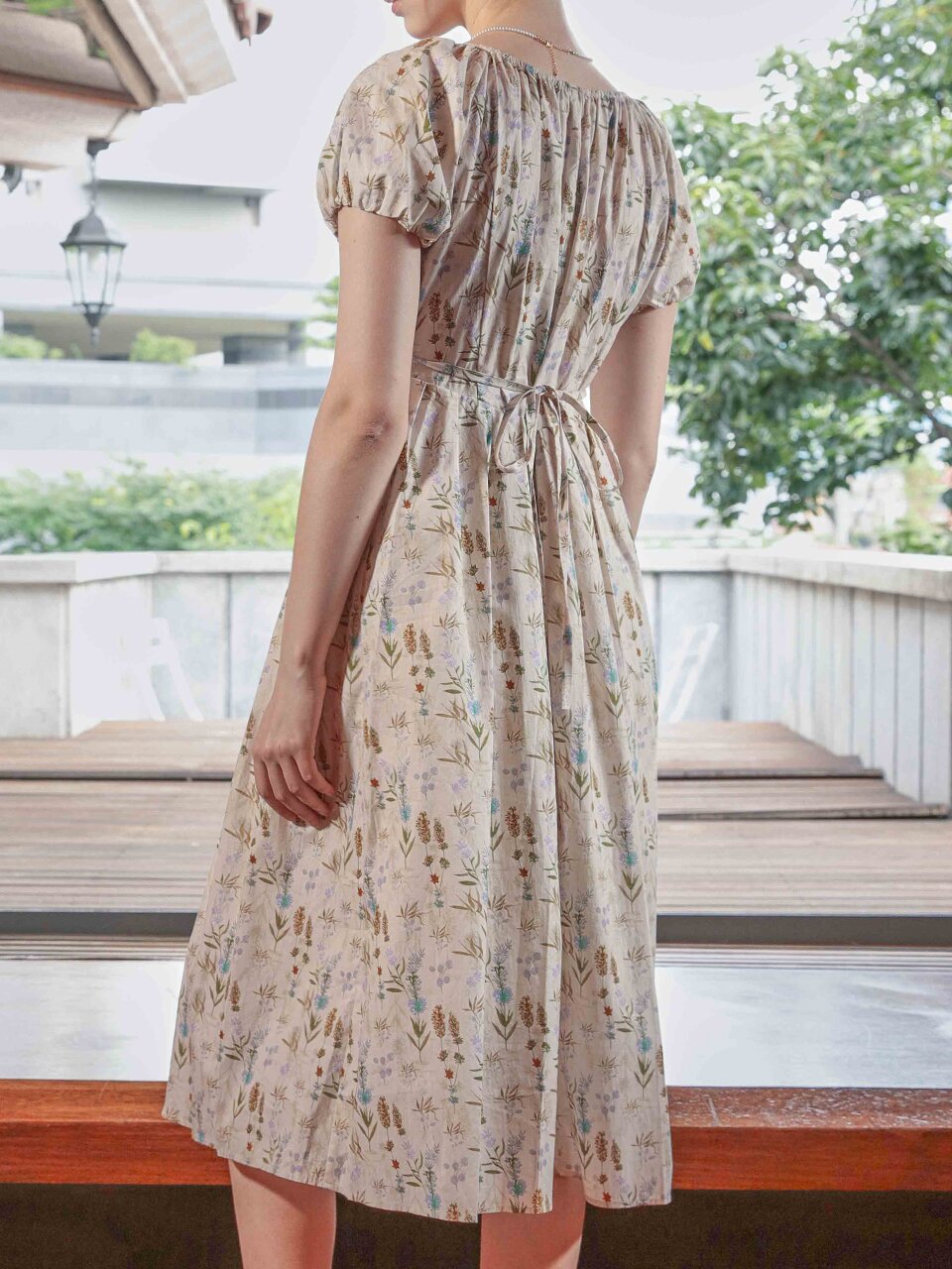 PM_French round neck string dress