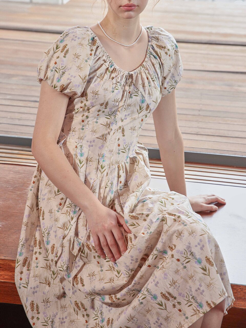 PM_French round neck string dress