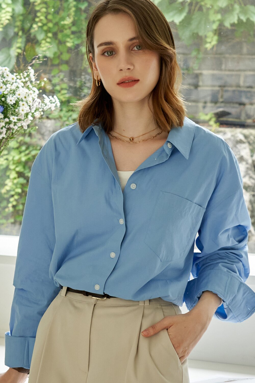엘르 오버핏 클래식 셔츠 Sora