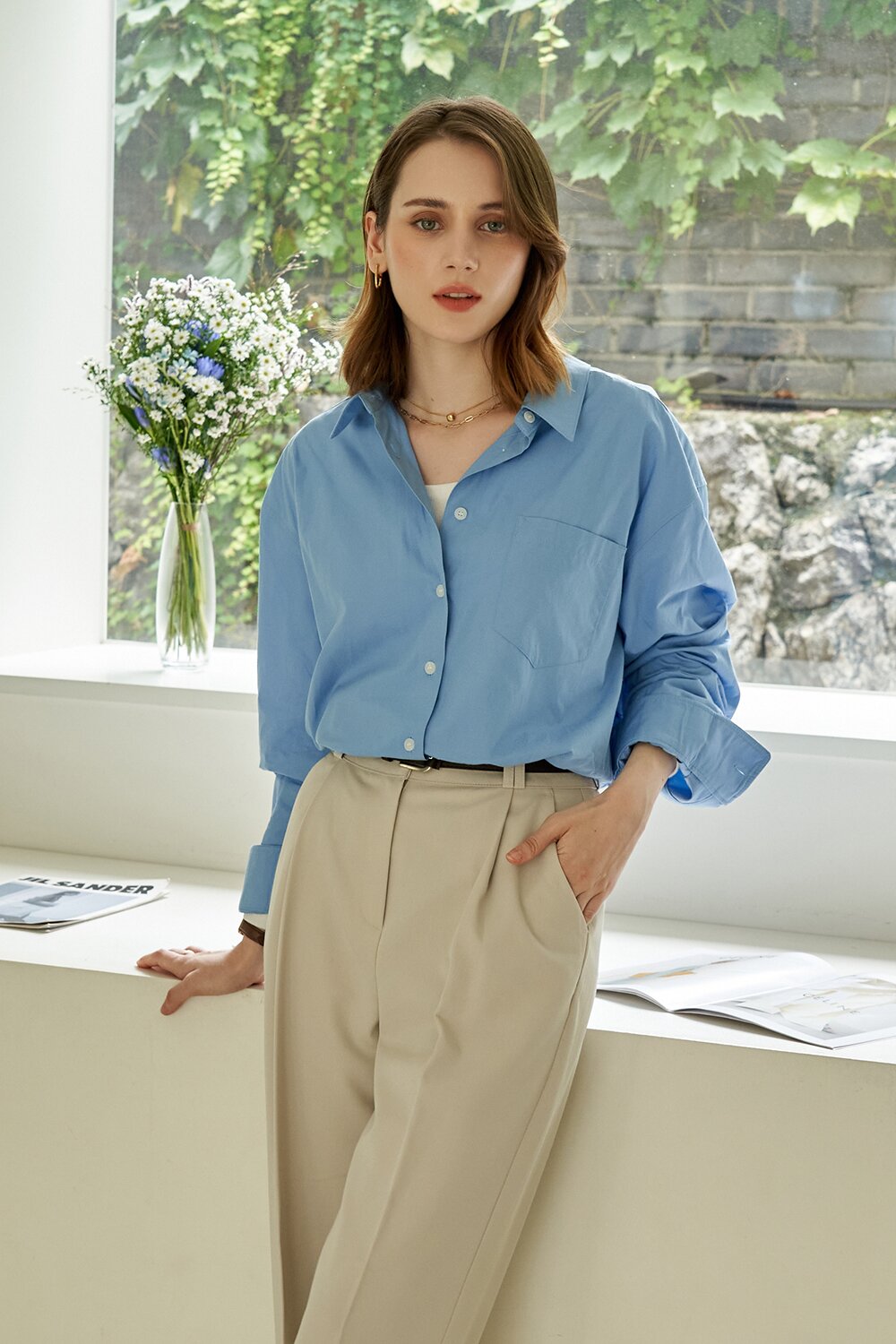 엘르 오버핏 클래식 셔츠 Sora