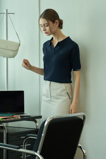 오픈 카라 비스코스 쿨링 니트 2colors