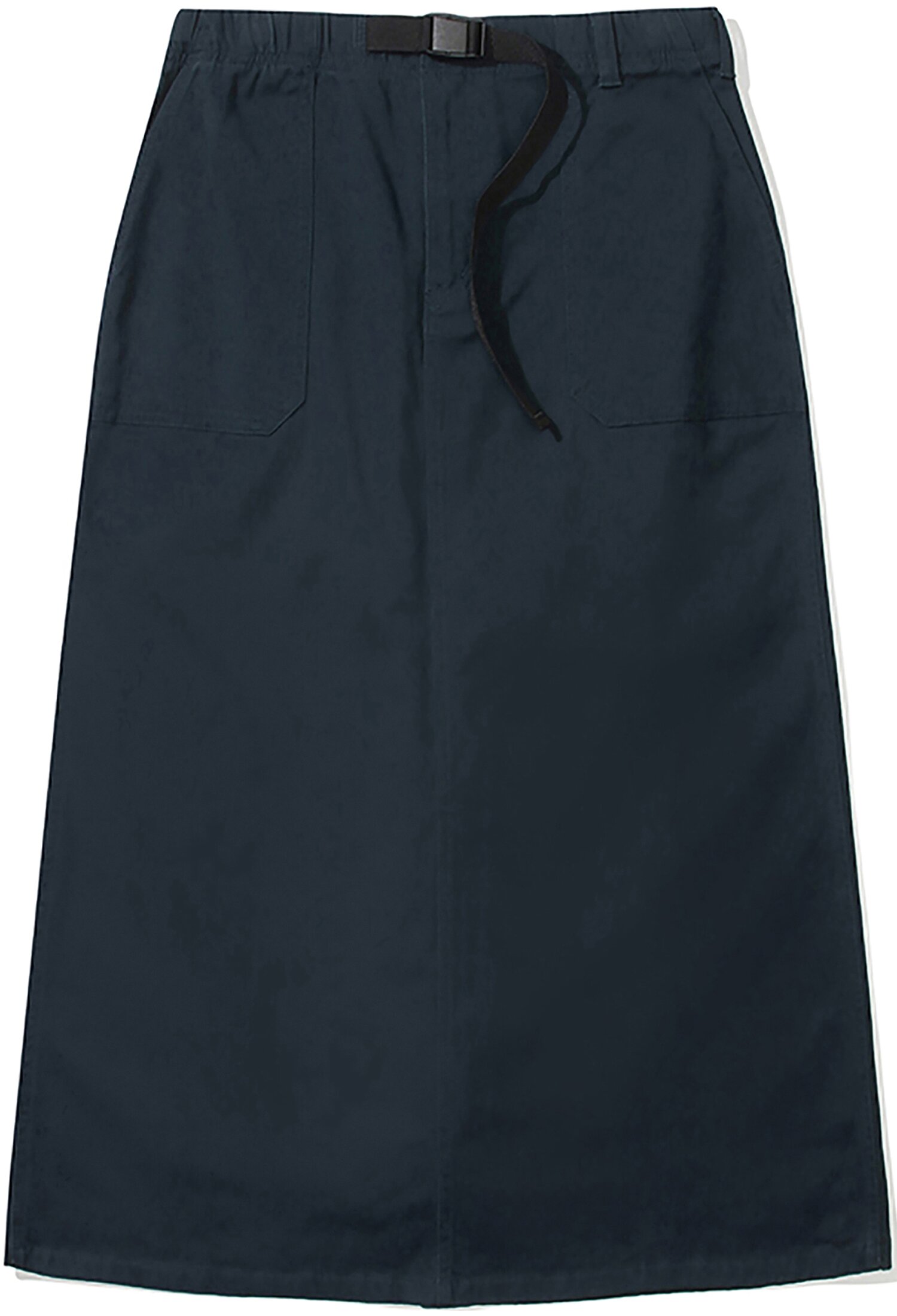 M-LABEL BELTED PEACH COTTON LONG SKIRT 크라운네이비