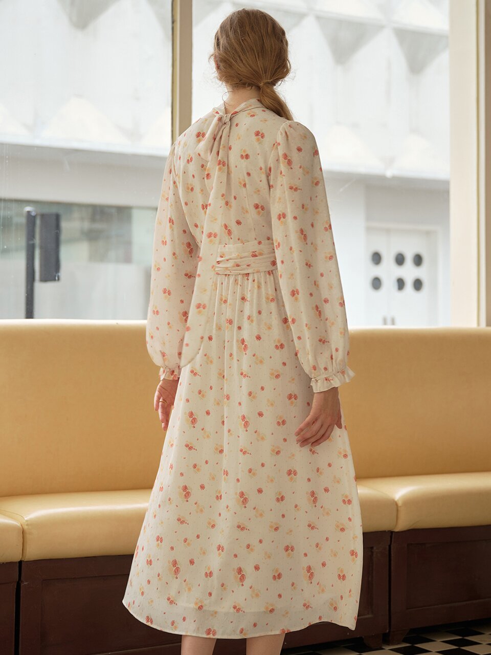 SR_Gentle v neck side slit long dress