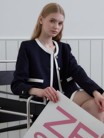 제니 라운드 넥 자켓 / 네이비