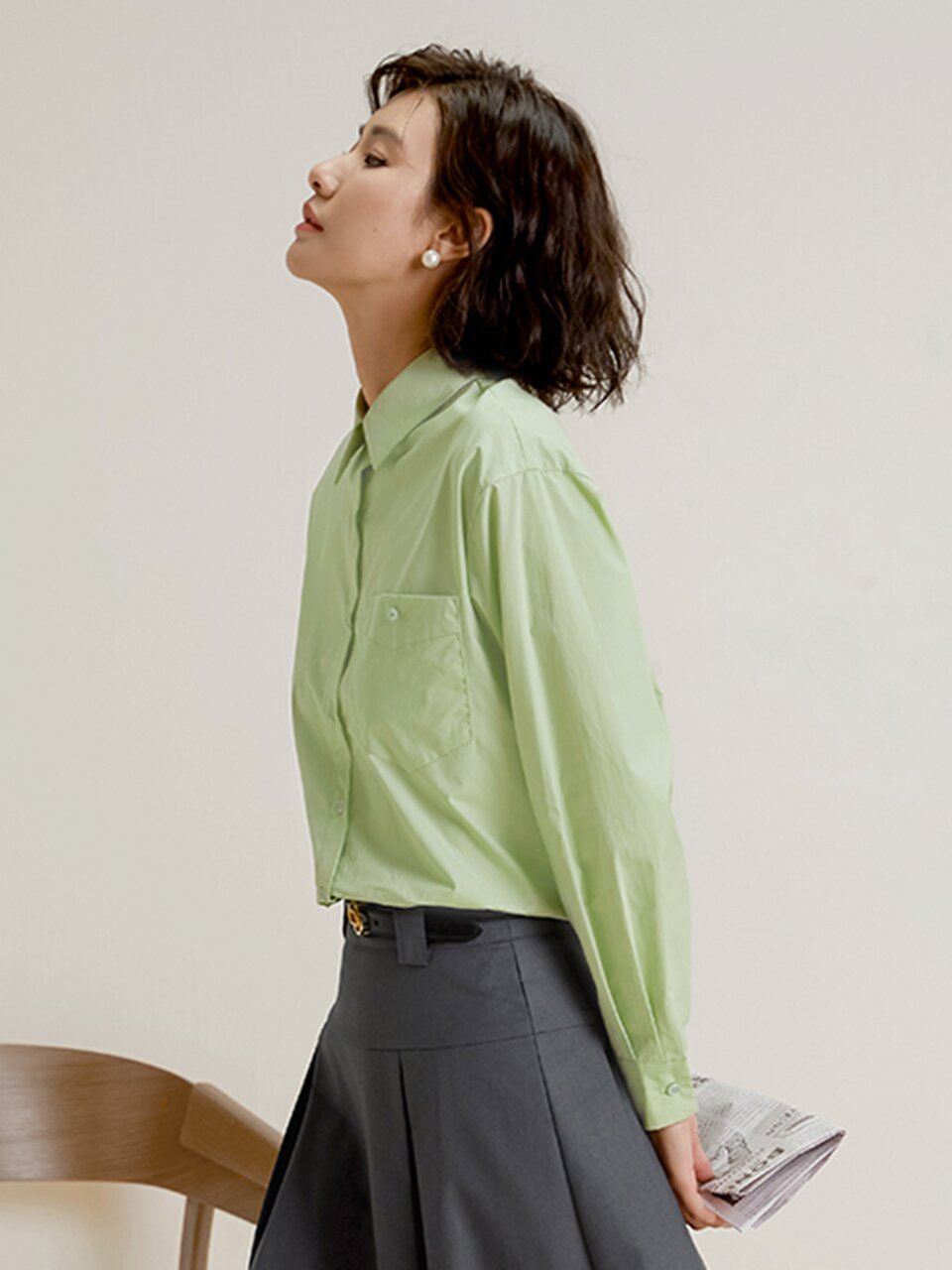 LS_Front button pocket shirt_LIGHT GREEN