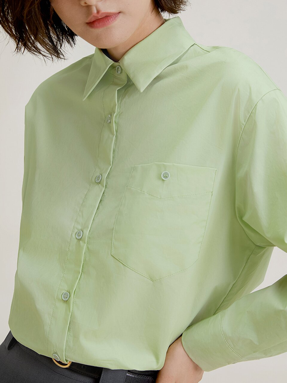 LS_Front button pocket shirt_LIGHT GREEN