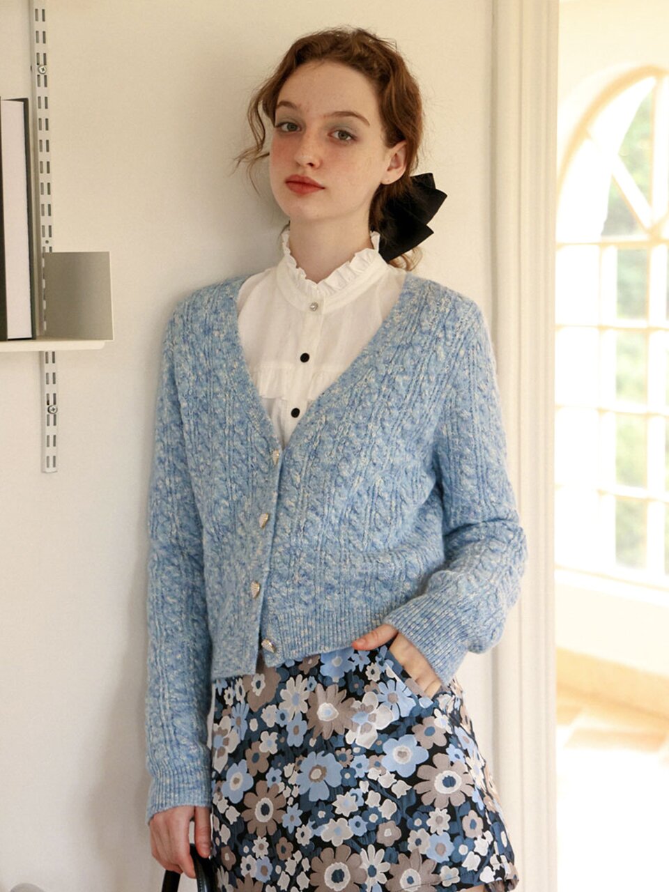 Cest_Daily v neck jacket cardigan_BLUE