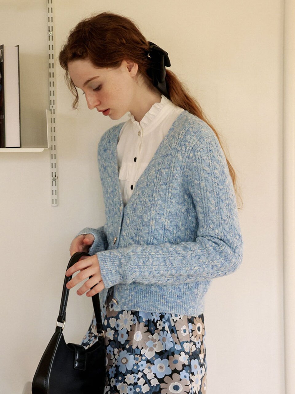Cest_Daily v neck jacket cardigan_BLUE