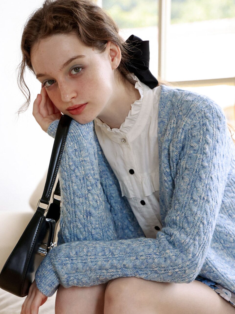 Cest_Daily v neck jacket cardigan_BLUE