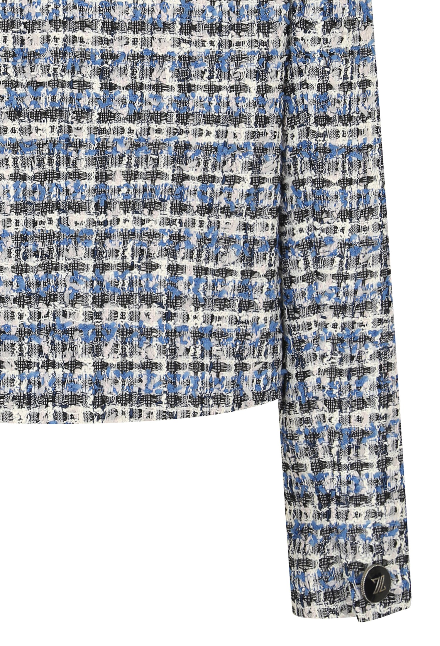 커프스 디테일 크롭 트위드 재킷 (BLUE)