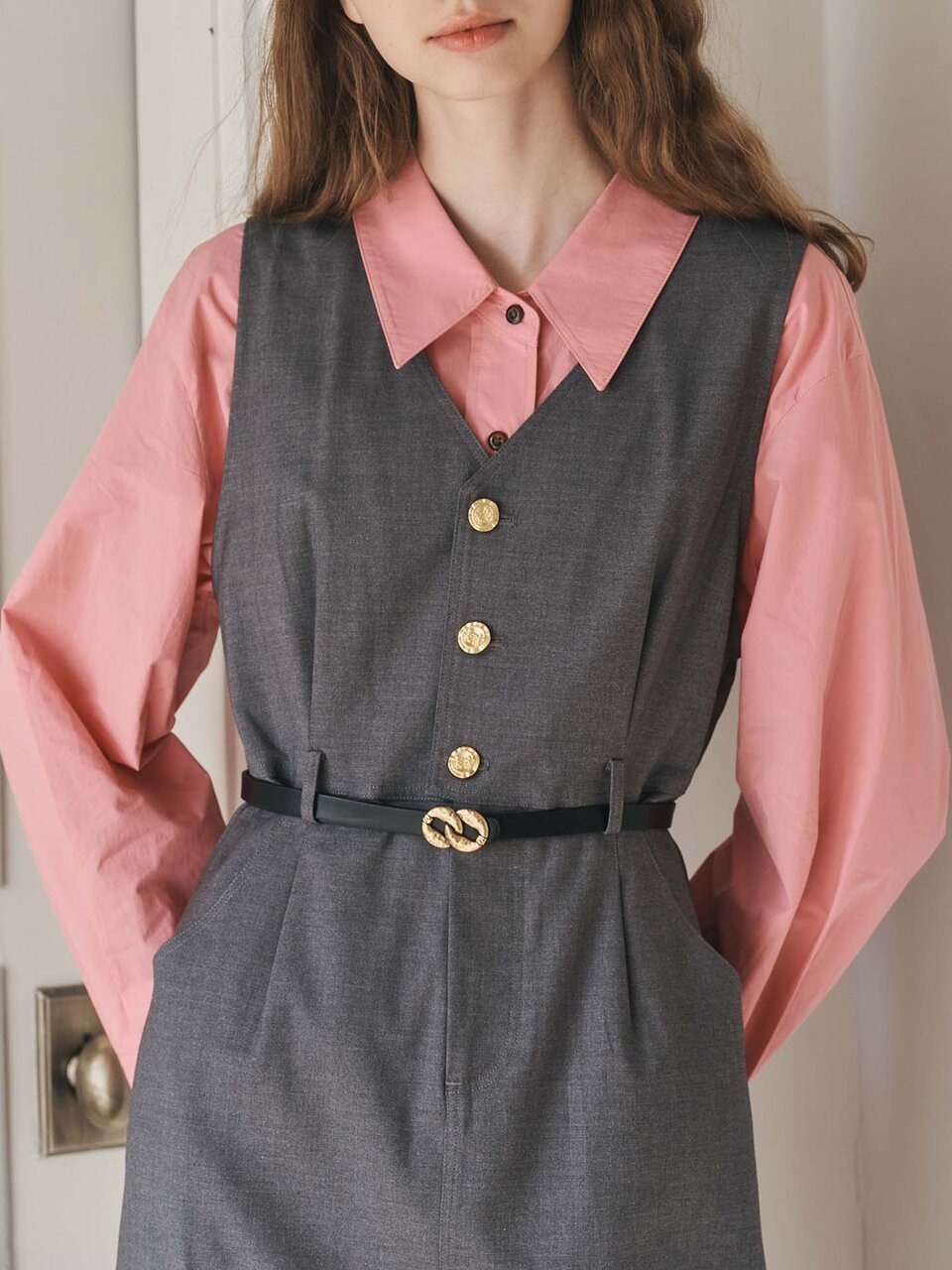 WD_Vest button dress_GRAY