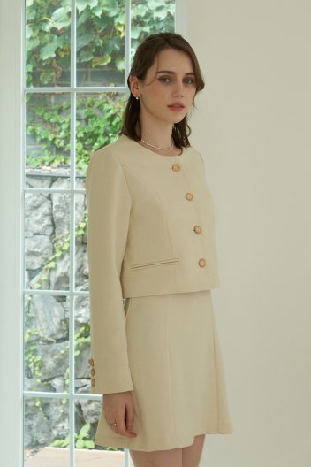 보니타 네이트 트위드 세트 (자켓+원피스) Cream