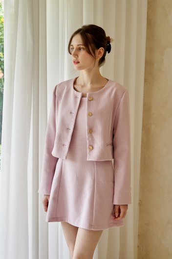 보니타 네이트 트위드 세트 (자켓+원피스) Pink