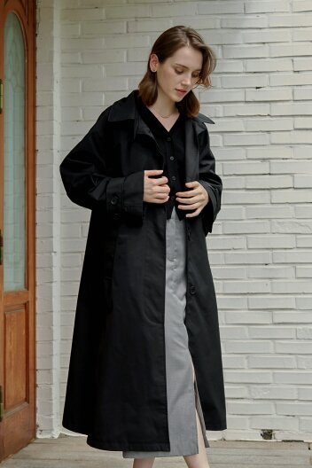 뉴아주 플로우 트렌치코트 Black