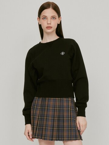 브이넥 스티치 맨투맨 티셔츠 (블랙)_L3C1-TS03C