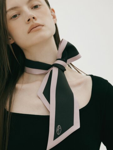 Long Twilly Silk Scarf - Lilac/Black