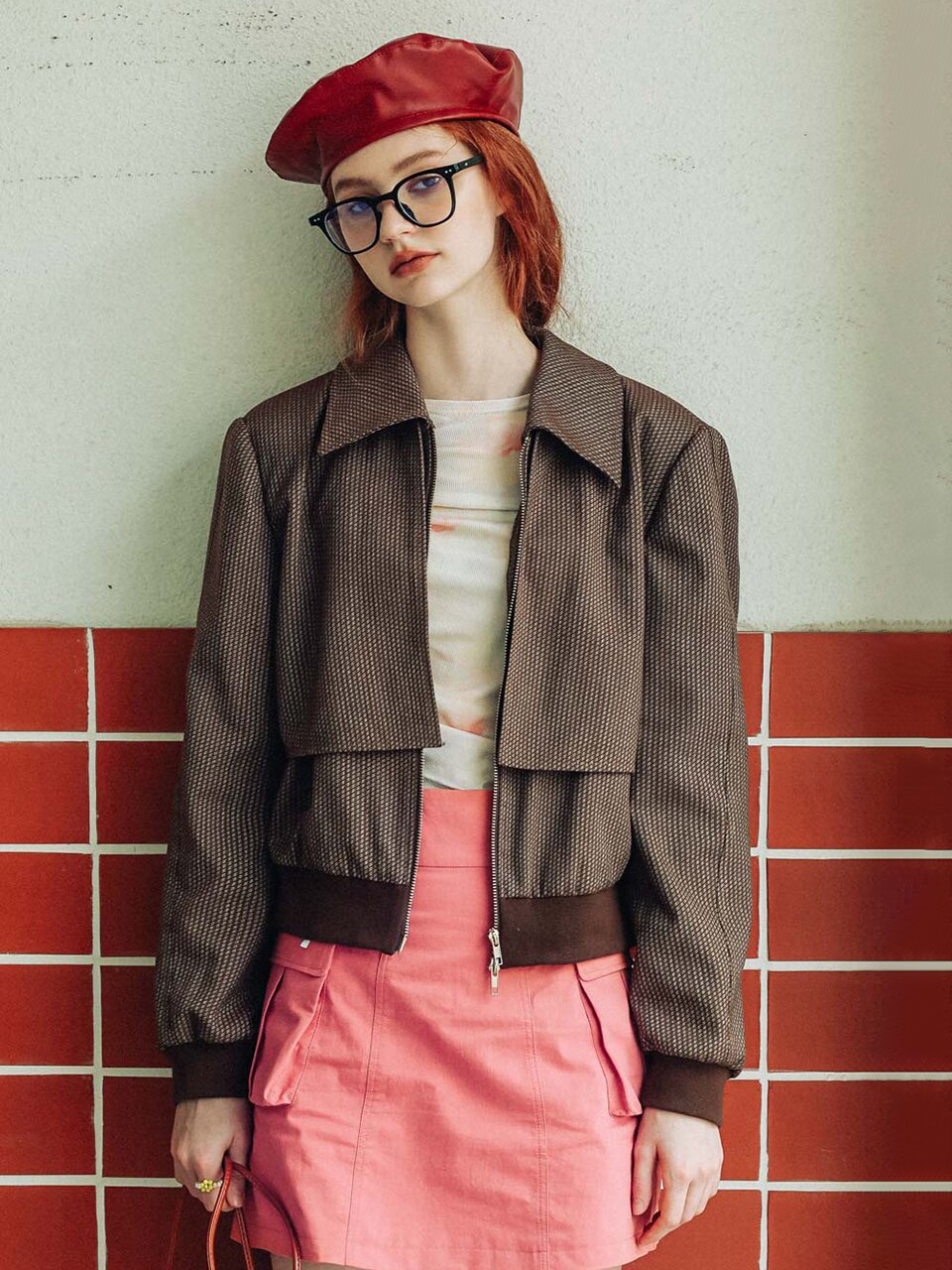 DD_Vintage cropped zip up jacket