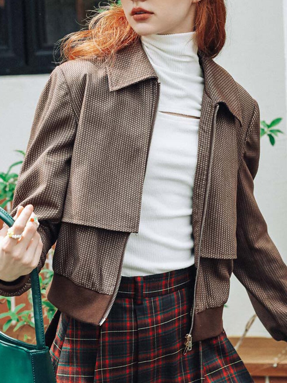 DD_Vintage cropped zip up jacket