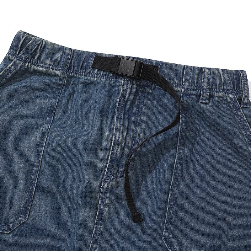 M-LABEL BELTED DENIM LONG SKIRT 미드나잇진