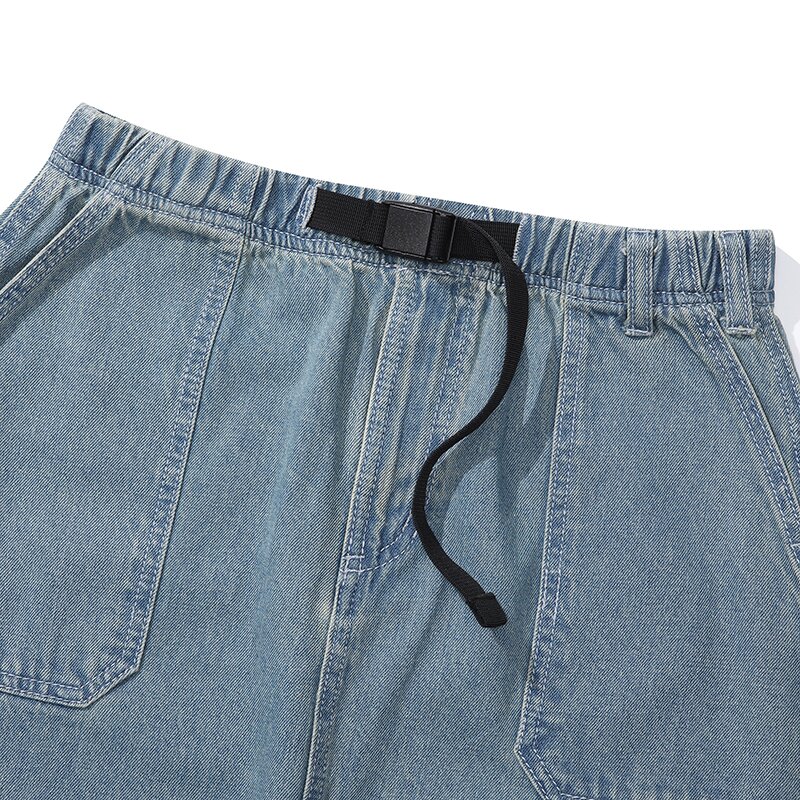 M-LABEL BELTED DENIM LONG SKIRT 라이트진