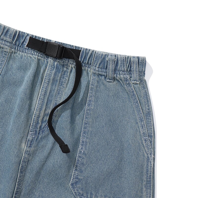M-LABEL BELTED DENIM LONG SKIRT 라이트진