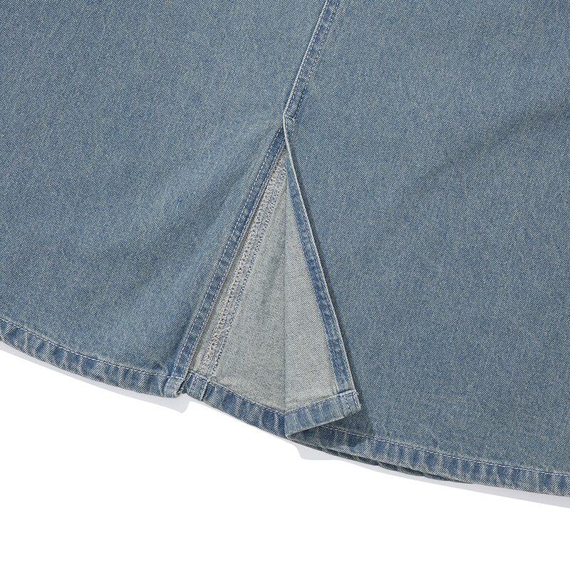 M-LABEL BELTED DENIM LONG SKIRT 라이트진