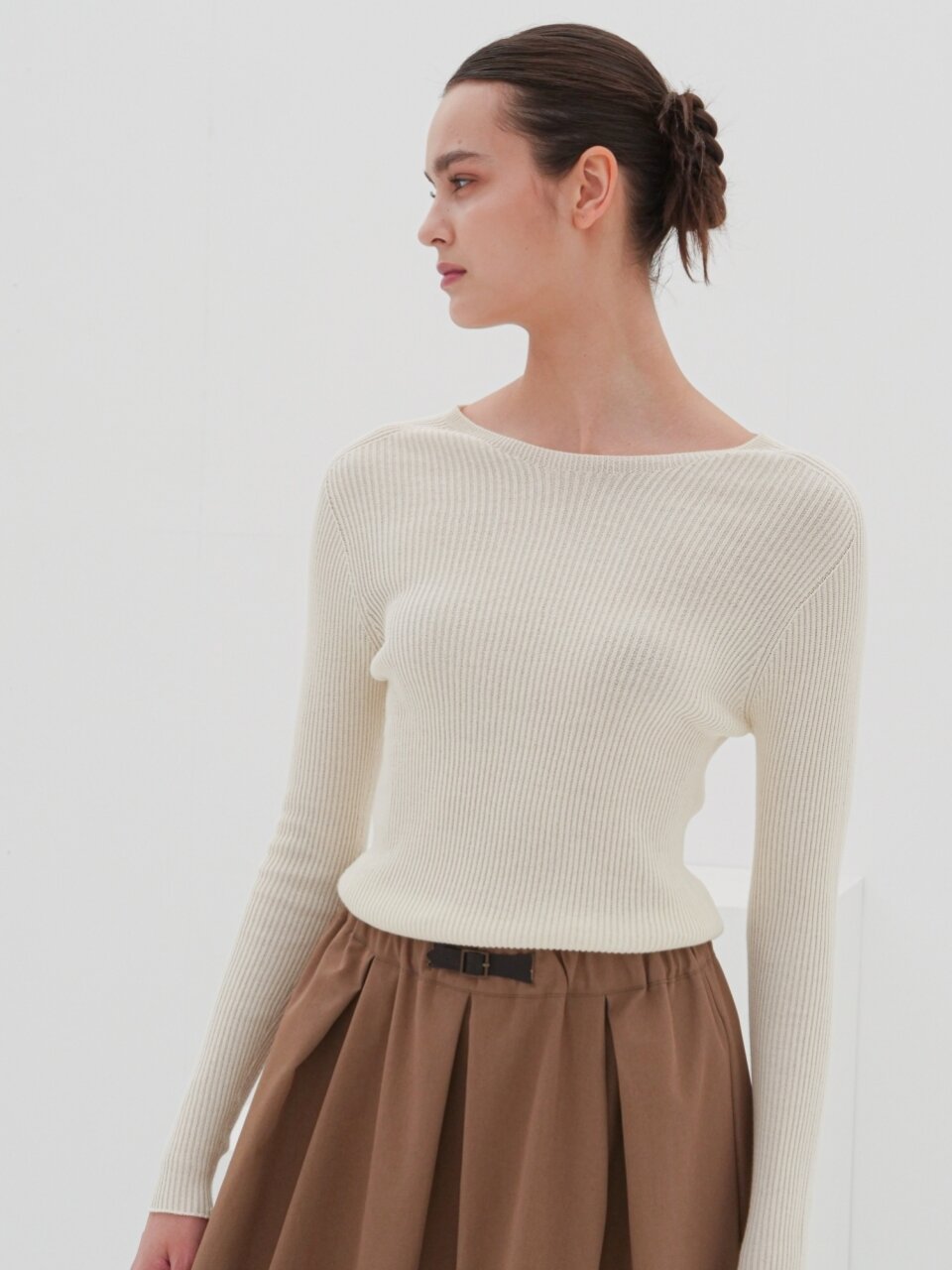 Round Neck Ribbed Knit _Black