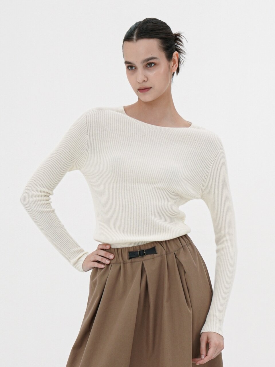 Round Neck Ribbed Knit _Ivory
