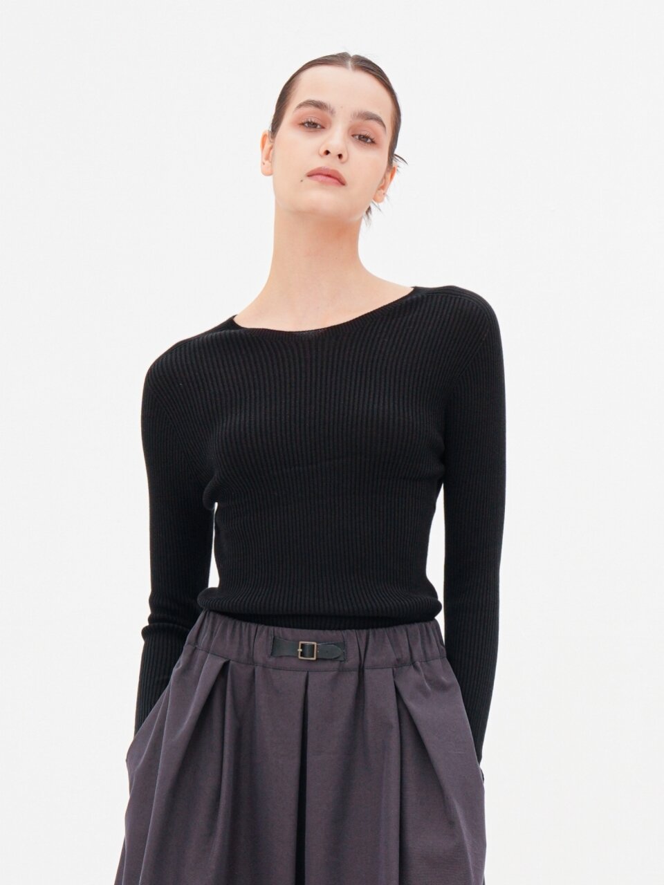 Round Neck Ribbed Knit _Ivory