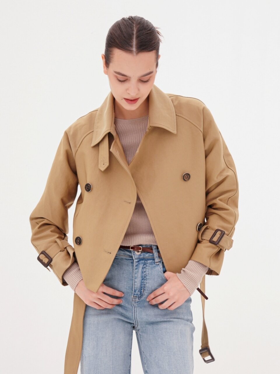 Cropped Trench Coat _Black