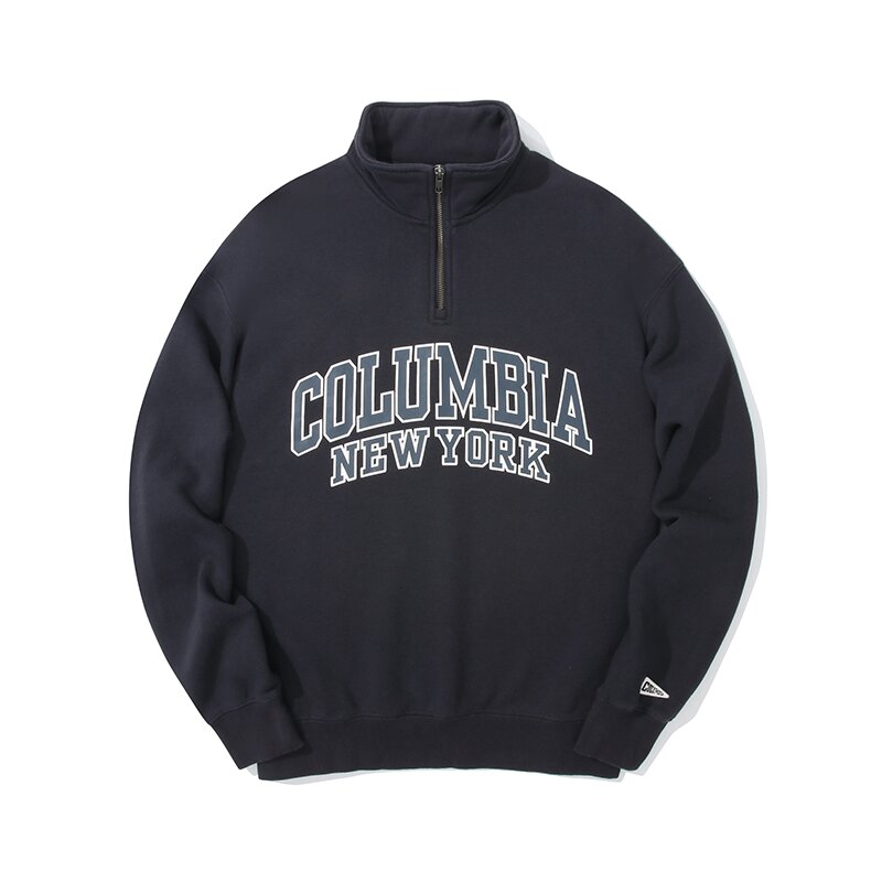 90'S ARCH LOGO FLEECE HALF ZU SWEATSHIRTS 크라운네이비