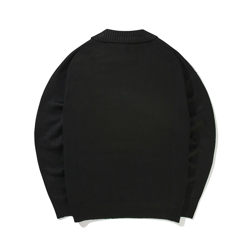 1754 CROWN OVER-FIT HALF SWEATER 블랙