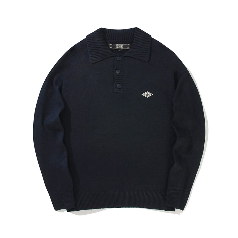 1754 CROWN OVER-FIT HALF SWEATER 크라운네이비