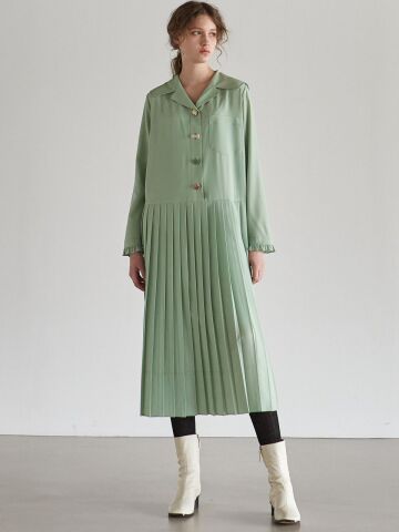 SAILOR STITCH PLEATS DRESS_MINT GREEN