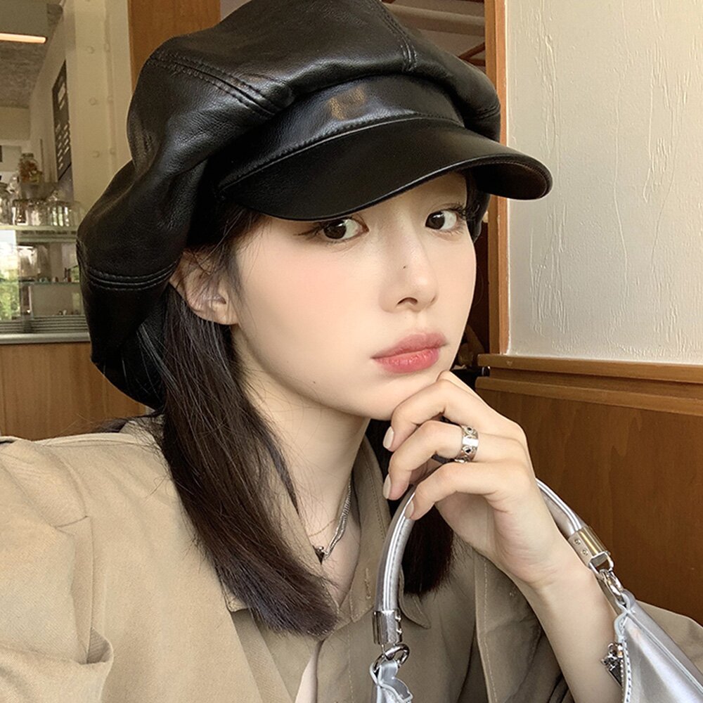 레트로감성 레더 뉴스보이캡 C3 브라운