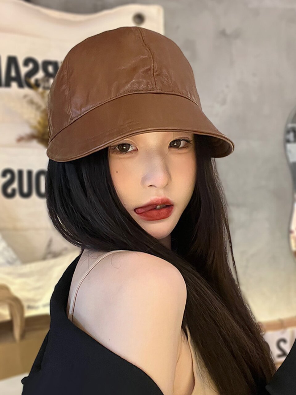 레트로감성 레더 스토퍼 볼캡 C3 브라운