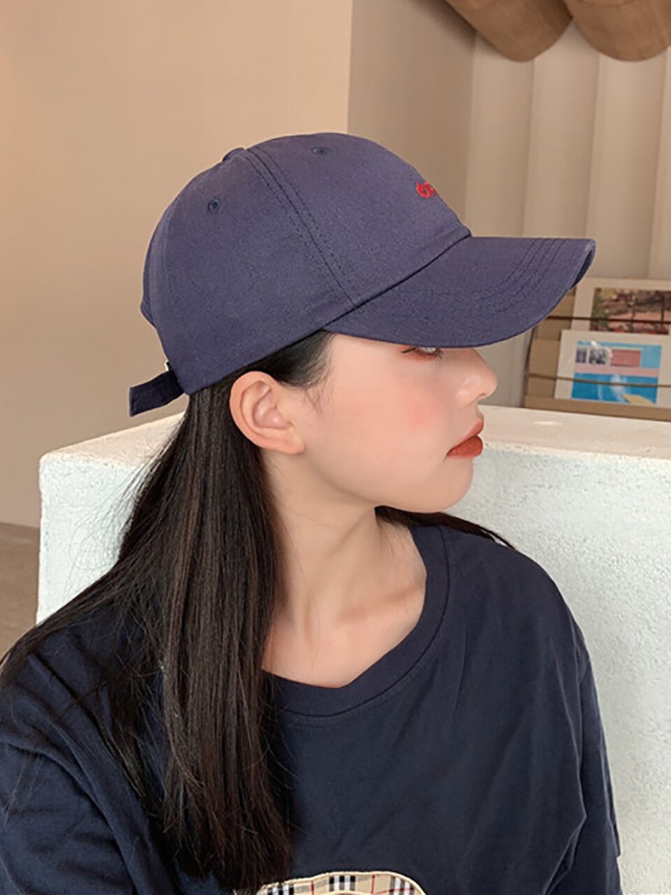 더캡 OFF 코튼 로고 볼캡 C2 네이비